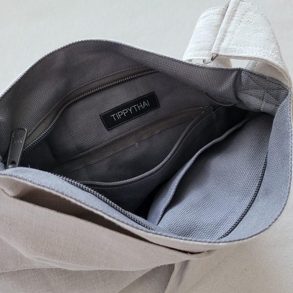 TippyThai | Cotton Twill Crossbody / Shoulder Bag NWOT natural color w/Bow - Picture 11 of 16